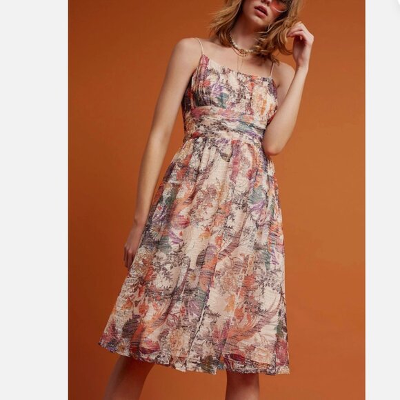 Anthropologie Maeve Mackenzie Floral Fit Flare Dress Size 2 - Picture 1 of 9